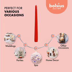 BOLSIUS 60 Count Unscented 10 Inch Red Household Taper Candles - 8 Hours Burn Time - Premium European Quality - Smokeless Dripless Taper Candlestick -