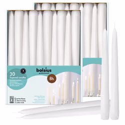 BOLSIUS 60 Count Household White Taper Candles - 10 Inches - Premium European Quality - 8 Hours Burn Time - Unscented Driples ...