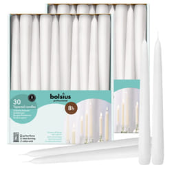 BOLSIUS 60 Count Household White Taper Candles - 10 Inches - Premium European Quality - 8 Hours Burn Time - Unscented Dripless and Smokeless Home Deco