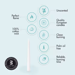 BOLSIUS 60 Count Household White Taper Candles - 10 Inches - Premium European Quality - 8 Hours Burn Time - Unscented Dripless and Smokeless Home Deco