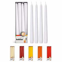 BOLSIUS White Taper Candles - 4 Pack Unscented 10 Inch Dinner Candle Set - 8 Hours Burn Time - Premium European Quality - Smo ...