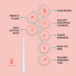BOLSIUS White Taper Candles - 4 Pack Unscented 10 Inch Dinner Candle Set - 8 Hours Burn Time - Premium European Quality - Smokeless and Dripless House