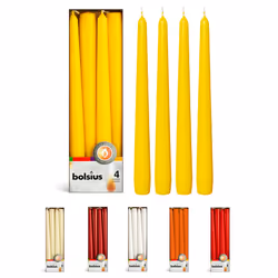 BOLSIUS Yellow Taper Candles - 4 Pack Unscented 10 Inch Dinner Candle Set - 8 Hours Burn Time - Premium European Quality - Sm ...