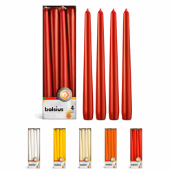BOLSIUS Dark Red Taper Candles - 4 Pack Unscented 10 Inch Dinner Candle Set - 8 Hours Burn Time - Premium European Quality - ...