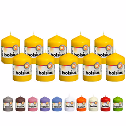 BOLSIUS 10 Yellow Pillar Candles - 2.25 x 3.25 Inches - Premium European Quality - Individually Wrapped - 17 Hour Burn Time - ...