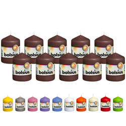 BOLSIUS 10 Maroon Pillar Candles - 2.25 x 3.25 Inches - Premium European Quality - Individually Wrapped - 17 Hour Burn Time - Dripless Smokeless Unsce