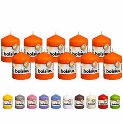 BOLSIUS 10 Orange Pillar Candles - 2.25 x 3.25 Inches - Premium European Quality - Individually Wrapped - 17 Hour Burn Time - ...