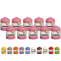 BOLSIUS 10 Pink Pillar Candles - 2.25 x 3.25 Inches - Premium European Quality - Individually Wrapped - 17 Hour Burn Time - D ...