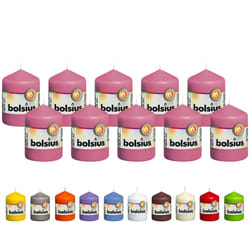 BOLSIUS 10 Pink Pillar Candles - 2.25 x 3.25 Inches - Premium European Quality - Individually Wrapped - 17 Hour Burn Time - Dripless Smokeless Unscent