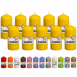 BOLSIUS 10 Yellow Pillar Candles - 2.25 x 4.75 Inches - Premium European Quality - Individually Wrapped - 33 Hours Burn Time  ...