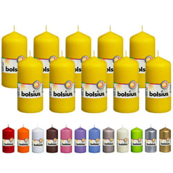 BOLSIUS 10 Yellow Pillar Candles - 2.25 x 4.75 Inches - Premium European Quality - Individually Wrapped - 33 Hours Burn Time - Dripless Smokeless Unsc