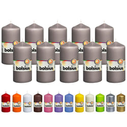 BOLSIUS 10 Grey Pillar Candles - 2.25 x 4.75 Inches - Premium European Quality - Individually Wrapped - 33 Burn Hours - Dripless Smokeless Unscented D