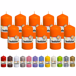 BOLSIUS 10 Orange Pillar Candles - 2.25 x 4.75 Inches - Premium European Quality - Individually Wrapped - 33 Hours Burn Time  ...