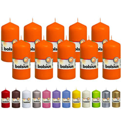 BOLSIUS 10 Orange Pillar Candles - 2.25 x 4.75 Inches - Premium European Quality - Individually Wrapped - 33 Hours Burn Time - Dripless Smokeless Unsc