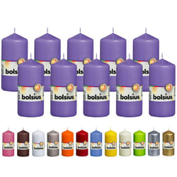 BOLSIUS 10 Purple Pillar Candles - 2.25 x 4.75 Inches - Premium European Quality - Individually Wrapped - 33 Hours Burn Time - Dripless Smokeless Unsc