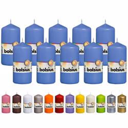 BOLSIUS 10 Blue Pillar Candles - 2.25 x 4.75 Inches - Premium European Quality - Individually Wrapped - 33 Hours Burn Time -  ...