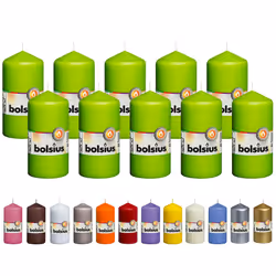 BOLSIUS 10 Lime Green Pillar Candles - 2.25 x 4.75 Inches - Premium European Quality - Individually Wrapped - 33 Burn Hours - ...