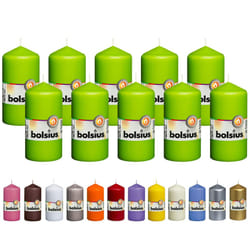 BOLSIUS 10 Lime Green Pillar Candles - 2.25 x 4.75 Inches - Premium European Quality - Individually Wrapped - 33 Burn Hours - Dripless Smokeless Unsce