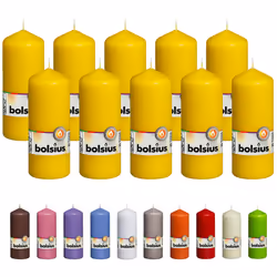 BOLSIUS 10 Yellow Pillar Candles - 2.25 x 6 Inches - Premium European Quality - Individually Wrapped - 42 Hours Burn Time - D ...