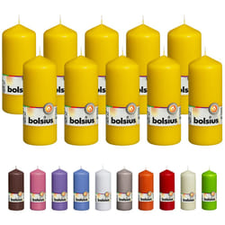 BOLSIUS 10 Yellow Pillar Candles - 2.25 x 6 Inches - Premium European Quality - Individually Wrapped - 42 Hours Burn Time - Dripless Smokeless Unscent