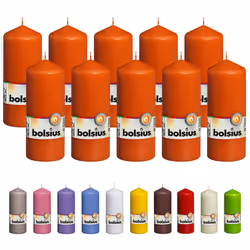 BOLSIUS 10 Orange Pillar Candles - 2.25 x 6 Inches - Premium European Quality - Individually Wrapped - 42 Hours Burn Time - D ...