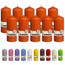 BOLSIUS 10 Orange Pillar Candles - 2.25 x 6 Inches - Premium European Quality - Individually Wrapped - 42 Hours Burn Time - Dripless Smokeless Unscent