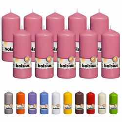 BOLSIUS 10 Pink Pillar Candles - 2.25 x 6 Inches - Premium European Quality - Individually Wrapped - 42 Hours Burn Time - Dri ...