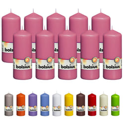 BOLSIUS 10 Pink Pillar Candles - 2.25 x 6 Inches - Premium European Quality - Individually Wrapped - 42 Hours Burn Time - Dripless Smokeless Unscented