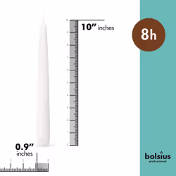 BOLSIUS White Taper Candles - 3 Packs = Total 90 Candles - 8 Hours - Premium European Quality - Consistent Smokeless Flame - Unscented Dripless Candle