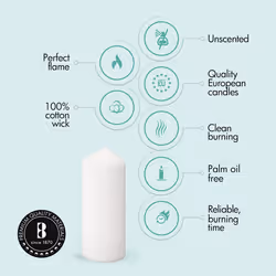 BOLSIUS White Pillar Candles - 2x6 Inches - 2 Packs = Total 40 Candles - 38+ Hours - Premium European Quality - Consistent Smokeless Flame - Unscented
