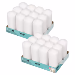 BOLSIUS White Pillar Candles - 2.7x6.7 Inches - 2 Packs = Total 24 Candles - 62+ Hours - Premium European Quality - Consisten ...