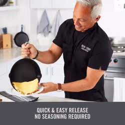 Zakarian By Dash 4.5QT Nonstick Cast Iron Deep Skillet with Cast Iron Lid for Family-Sized Meals  Frying  Roasting  Baking  One-Pot Meals and More - B