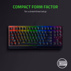 Razer BlackWidow V3 TKL Mechanical Gaming Keyboard: Yellow Mechanical Switches Linear & Silent - Chroma RGB - Compact Form Factor - Programmable Macro