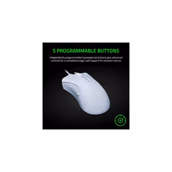 Razer DeathAdder Essential Gaming Mouse: 6400 DPI Optical Sensor - 5 Programmable Buttons - Mechanical Switches - Rubber Side Grips - Mercury Whi