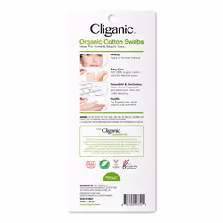 Cliganic Organic Cotton Swabs  1500 Count - 100% Pure Natural Cotton  Chlorine-Free Hypoallergenic  Soft  Gentle & Absorbent Buds