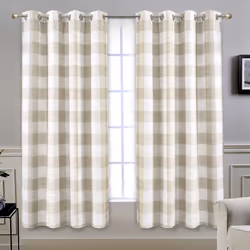 DriftAway Buffalo Plaid Check Curtains Woven Plaid Pattern Lined Blackout Thermal Insulated Window Curtain Grommet 2 Layers 2 ...