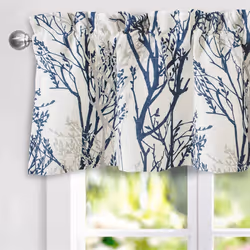 DriftAway Tree Branch Linen Lined Valance Double Layer Thermal Insulated Room Darkening Blackout Valances 3 Inch Rod Pocket S ...