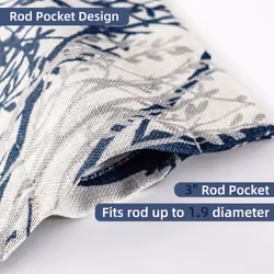 DriftAway Tree Branch Linen Lined Valance Double Layer Thermal Insulated Room Darkening Blackout Valances 3 Inch Rod Pocket Shor