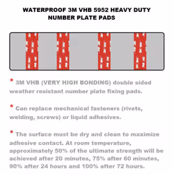 3M Number Plate Sticky Pads Heavy Duty, VHB Pads 5952 (8-PCs 25mm x 75mm) Waterproof Sticky Pads, Double Sided Adhesive Pads for License Plate Holder,