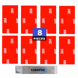 Waterproof 3M Double Sided Pads, 8 PCs (25mm x 50mm), Heavy Duty Sticky pads, Ideal for Home and Car Surface, Dark Grey