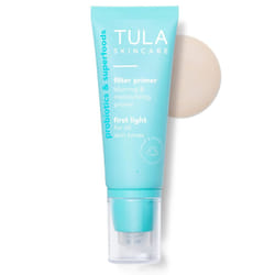 TULA Skin Care Face Filter Blurring and Moisturizing Primer  First Light Evens the Appearance of Skin Tone  Redness Hydrates  Improves Makeup Wear