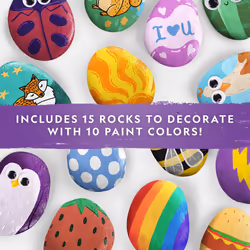 NATIONAL GEOGRAPHIC Rock Painting Kit - Arts and Crafts Kit for Kids  Paint & Decorate 15 River Rocks with 10 Paint Colors & More Art Supplies  Outdoo