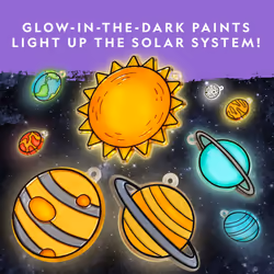 Kids Window Art Kit - ""Stained Glass"" Solar System Arts & Crafts Kit with Glow in the Dark Planets, Use as Window Suncatchers, Hanging Decor from