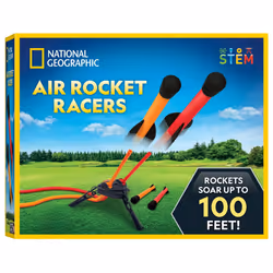 NATIONAL GEOGRAPHIC Air Rocket Toy  Jump  Launch Dueling Air Rockets up to 100Ft  Includes Launcher  4 FoamTipped Rockets  O