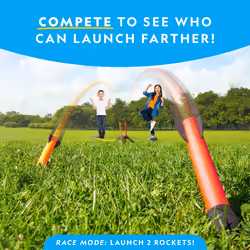 NATIONAL GEOGRAPHIC Air Rocket Toy  Jump  Launch Dueling Air Rockets up to 100Ft  Includes Launcher  4 FoamTipped Rockets  O