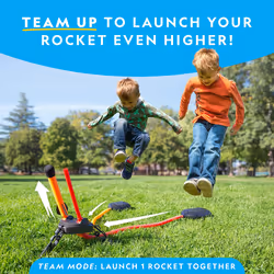 NATIONAL GEOGRAPHIC Air Rocket Toy  Jump  Launch Dueling Air Rockets up to 100Ft  Includes Launcher  4 FoamTipped Rockets  O