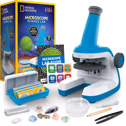 NATIONAL GEOGRAPHIC Microscope for Kids - Science Kit with an Easy-to-Use Kids Microscope Up to 400x Zoom Blank and Prepare ...