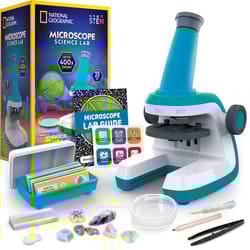 NATIONAL GEOGRAPHIC Microscope for Kids - Science Kit with an Easy-to-Use Kids Microscope  Up to 400x Zoom  Blank and Prepared Slides  Rock & Mineral