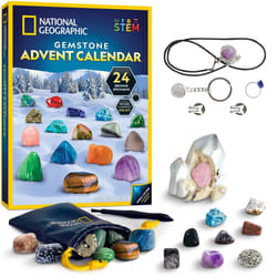 NATIONAL GEOGRAPHIC Gemstone Advent Calendar - 2023 Advent Calendar for Kids with 24 Gemstones to Open Each Day  a Complete Rock Collection Christmas