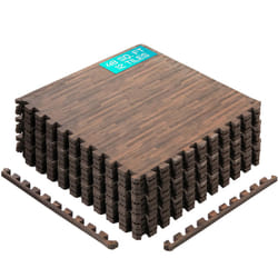 Yes4All 716 Thick Eva Wood grain Floor Mat For Home gym Equipment  Interlocking Mat Foam Tiles with Border- grey Oak Wood  12 tiles 24x 24x 716 cover